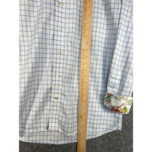 ETON Contemporary Fit Dress Shirt 41/16 Large Gingham Floral Flip Cuff - Picture 11 of 13